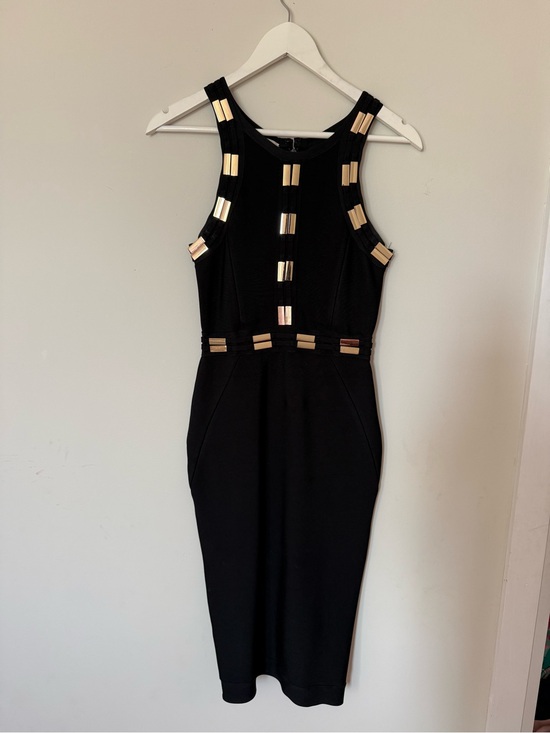 House of CB Dresses & Skirts - House of CB Black Sleeveless Midi bandage Dress with Champaign gold  Accent